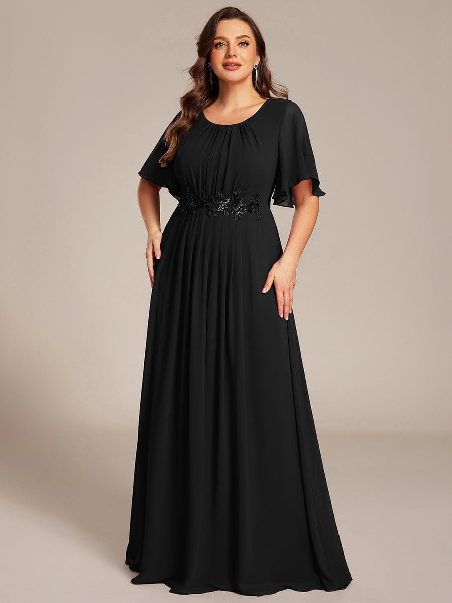 pretty ASPYN|Plus Size Pleated Waist Applique Maxi Bridesmaid Dress