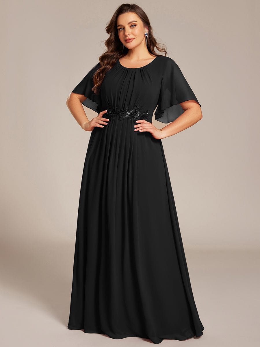 ever ASPYN|Pleated Applique Maxi Bridesmaid Dress