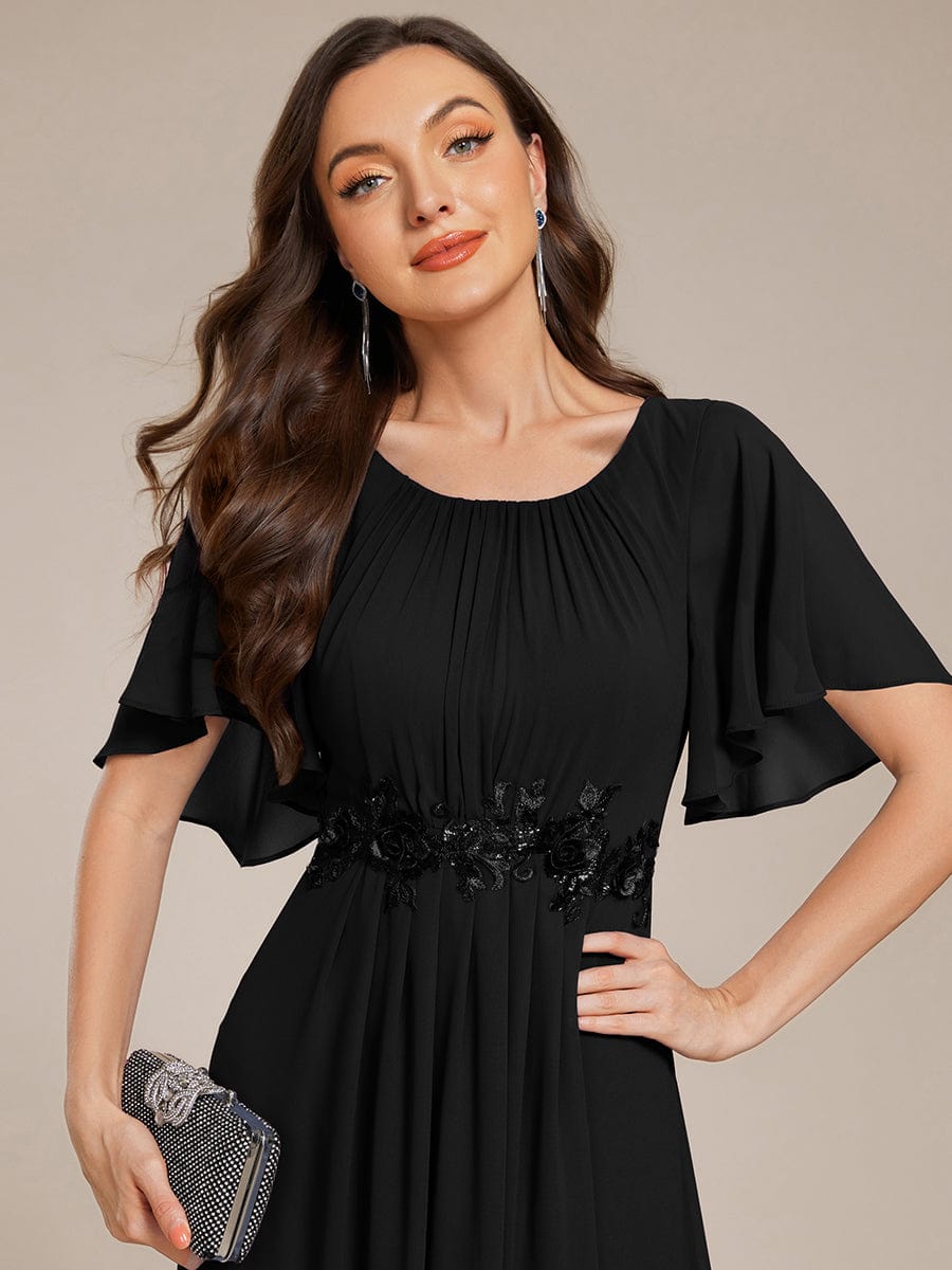ever ASPYN|Pleated Applique Maxi Bridesmaid Dress