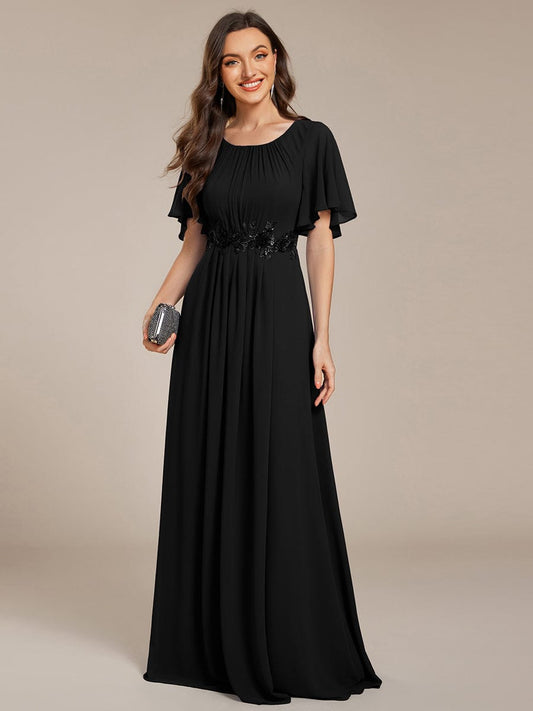 ever ASPYN|Pleated Applique Maxi Bridesmaid Dress