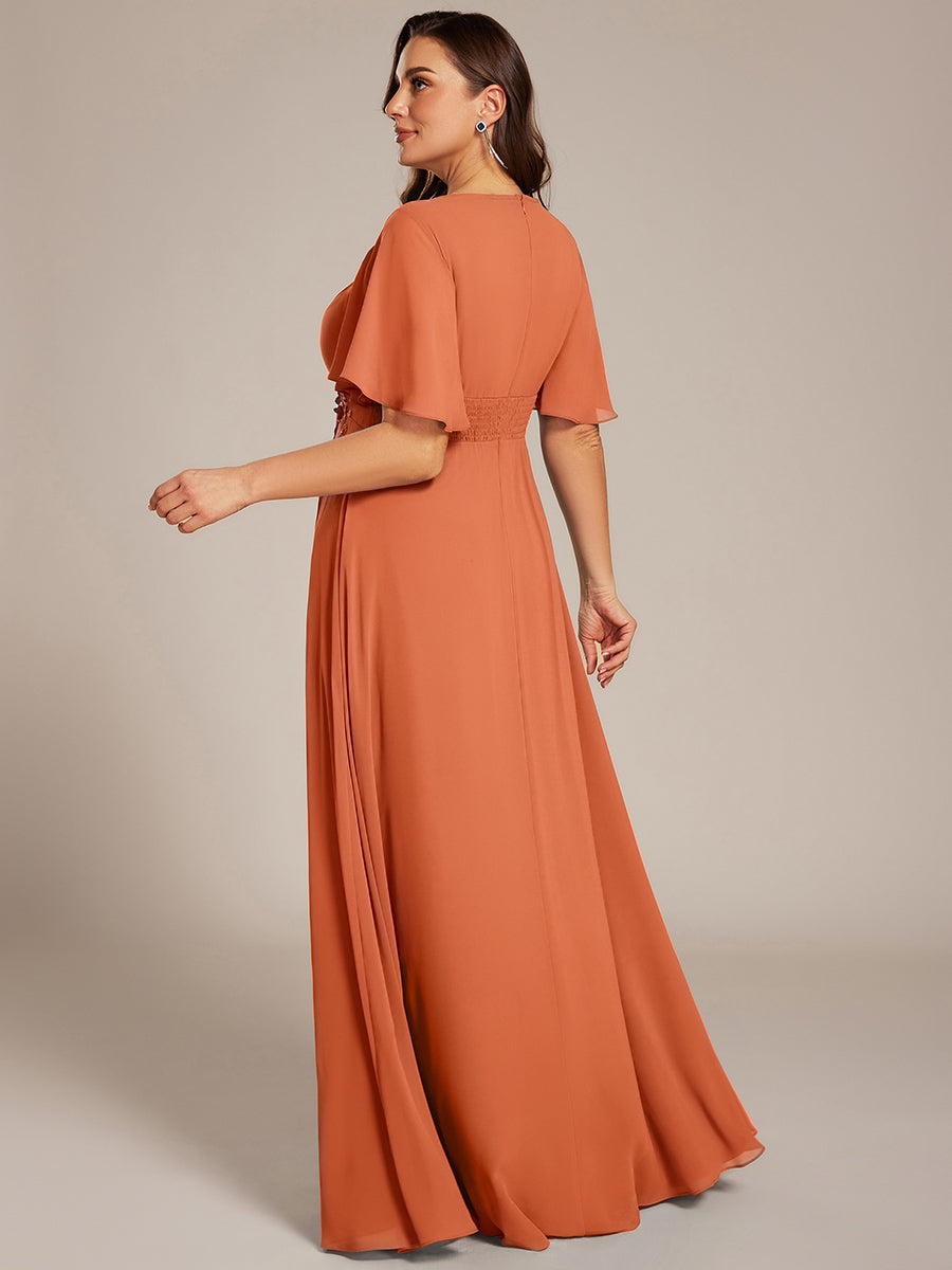 pretty ASPYN|Plus Size Pleated Waist Applique Chiffon Maxi Formal Dress