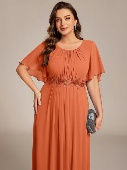 pretty ASPYN|Plus Size Pleated Waist Applique Chiffon Maxi Formal Dress