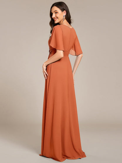 ever ASPYN|Pleated Applique Maxi Bridesmaid Dress