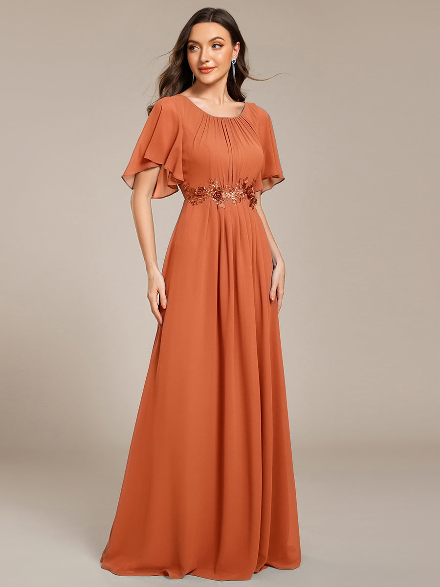 ever ASPYN|Pleated Applique Maxi Bridesmaid Dress