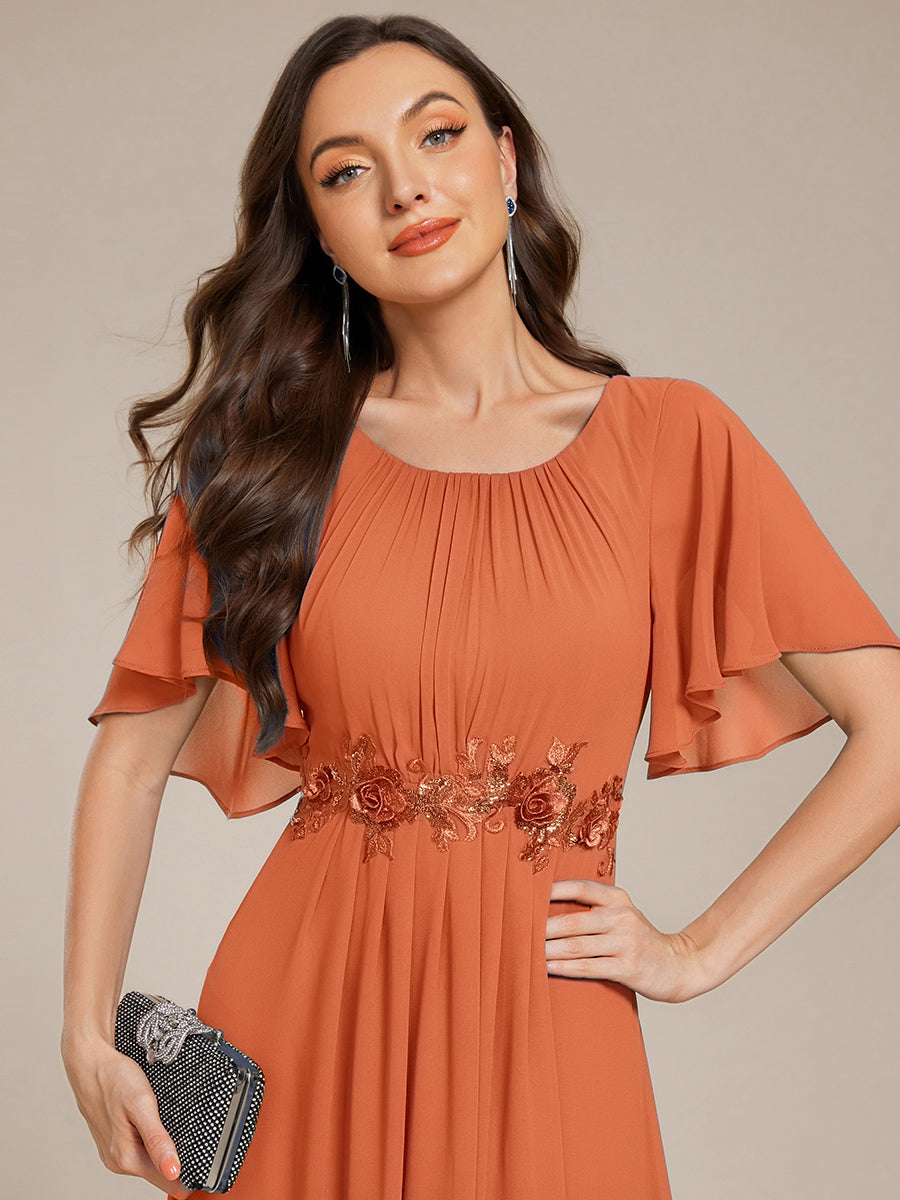 ever ASPYN|Pleated Applique Maxi Bridesmaid Dress
