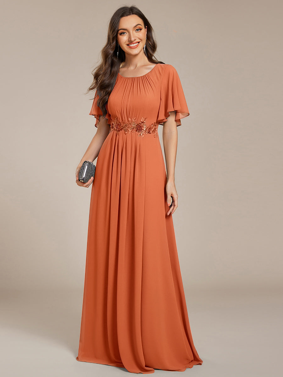 ever ASPYN|Pleated Applique Maxi Bridesmaid Dress