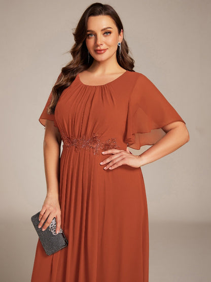 pretty ASPYN|Plus Size Pleated Waist Applique Chiffon Maxi Formal Dress