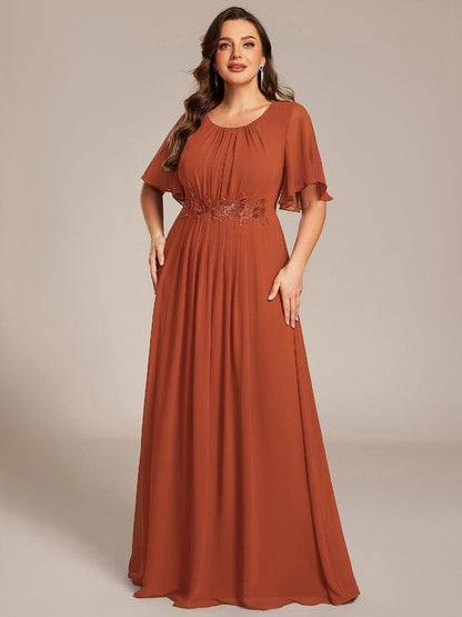 ever ASPYN|Pleated Applique Maxi Bridesmaid Dress