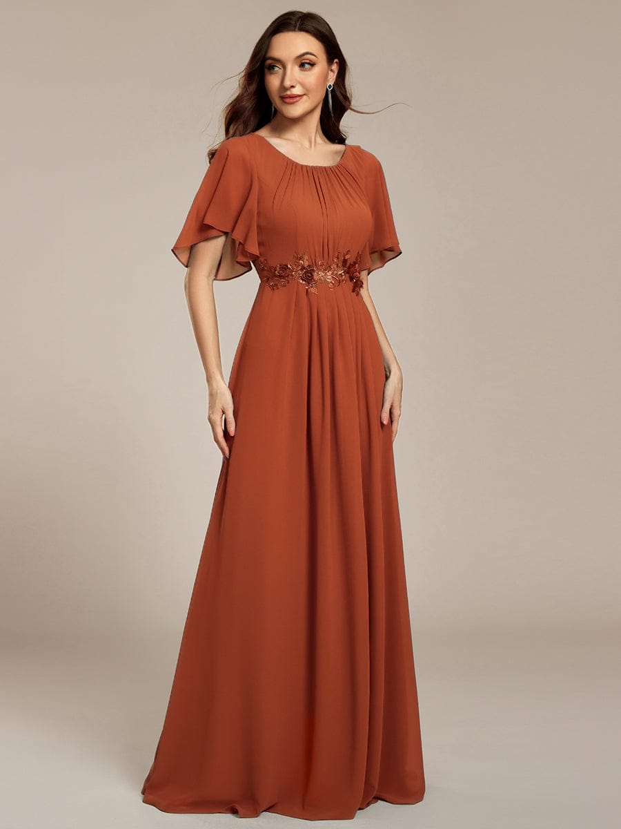 ever ASPYN|Pleated Applique Maxi Bridesmaid Dress