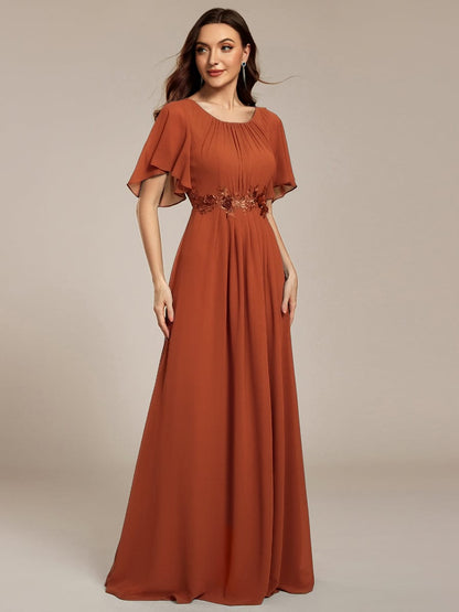 ever ASPYN|Pleated Applique Maxi Bridesmaid Dress