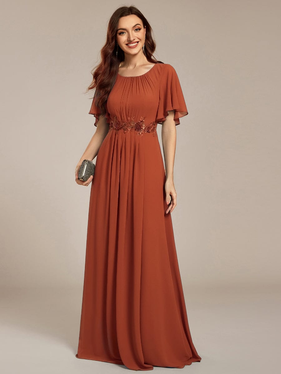 ever ASPYN|Pleated Applique Maxi Bridesmaid Dress