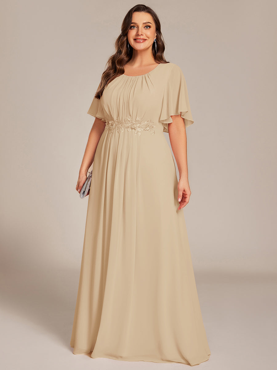 ever ASPYN|Pleated Applique Maxi Bridesmaid Dress
