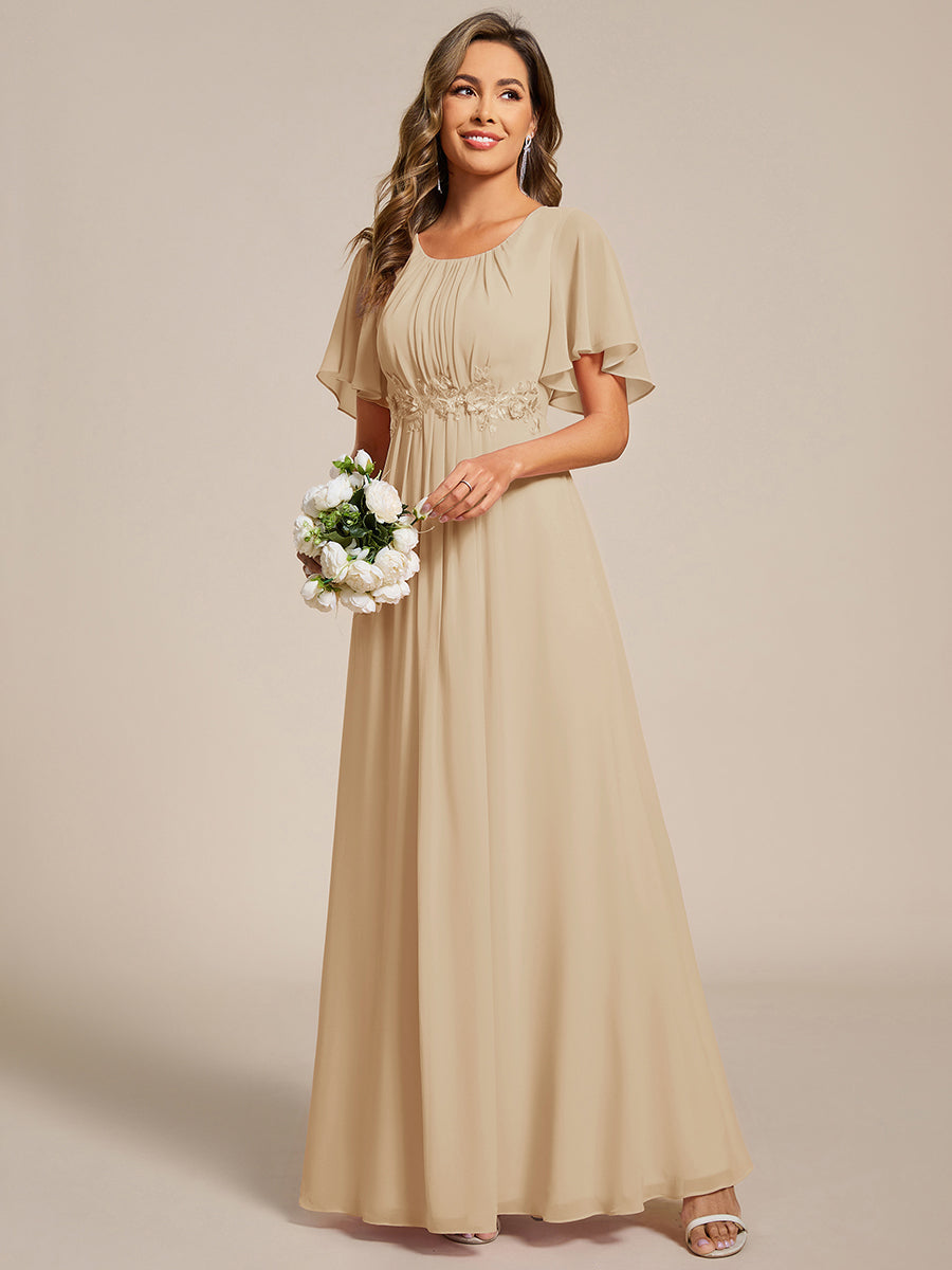 ever ASPYN|Pleated Applique Maxi Bridesmaid Dress