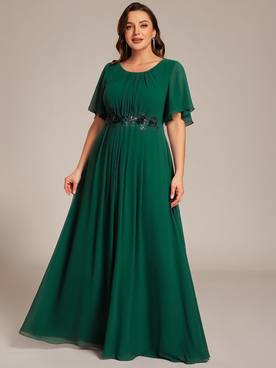 ever ASPYN|Pleated Applique Maxi Bridesmaid Dress