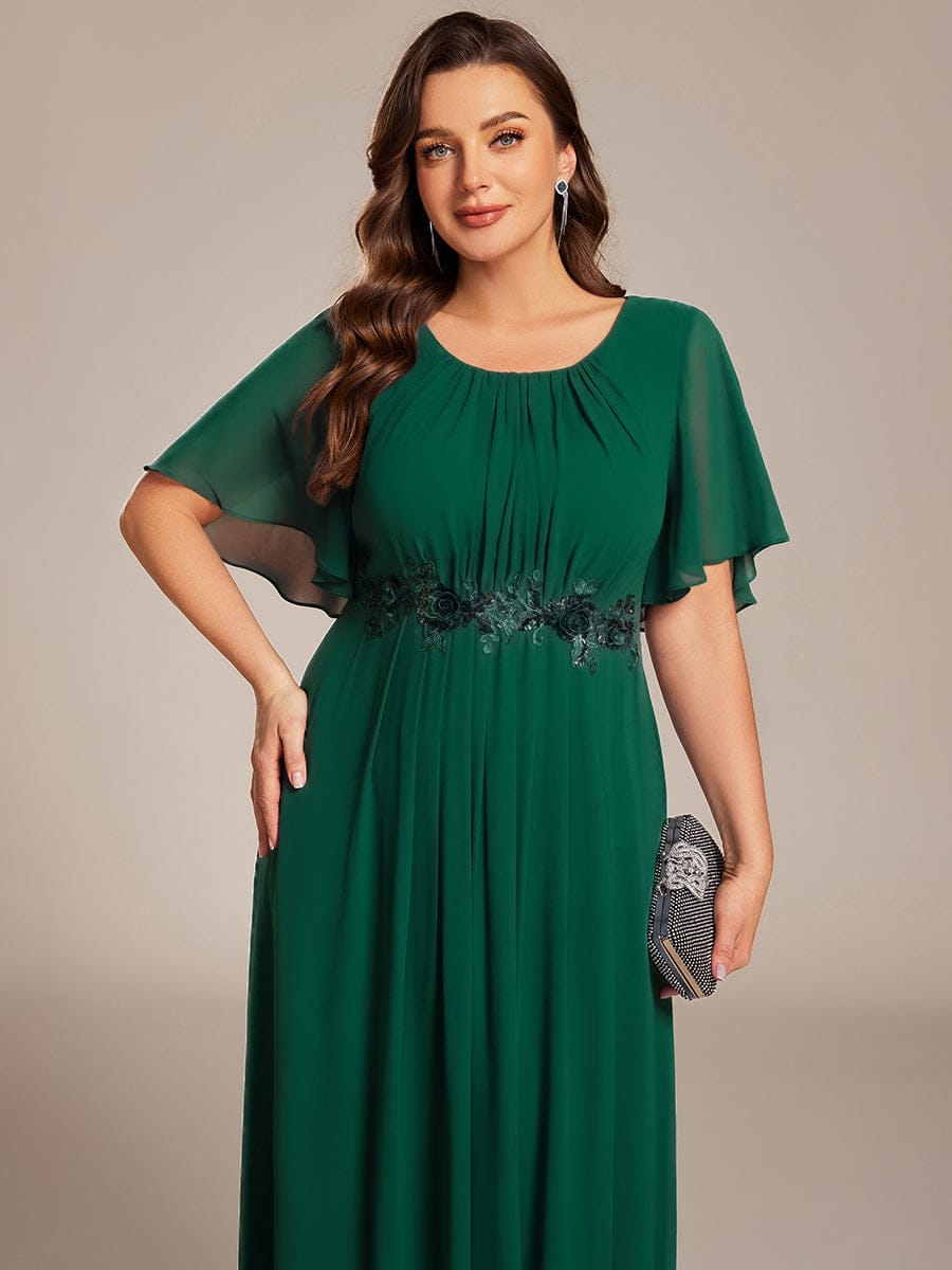 pretty ASPYN|Plus Size Pleated Waist Applique Chiffon Maxi Formal Dress