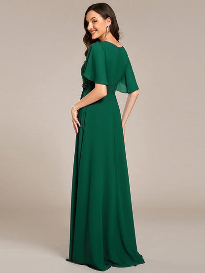 ever ASPYN|Pleated Applique Maxi Bridesmaid Dress