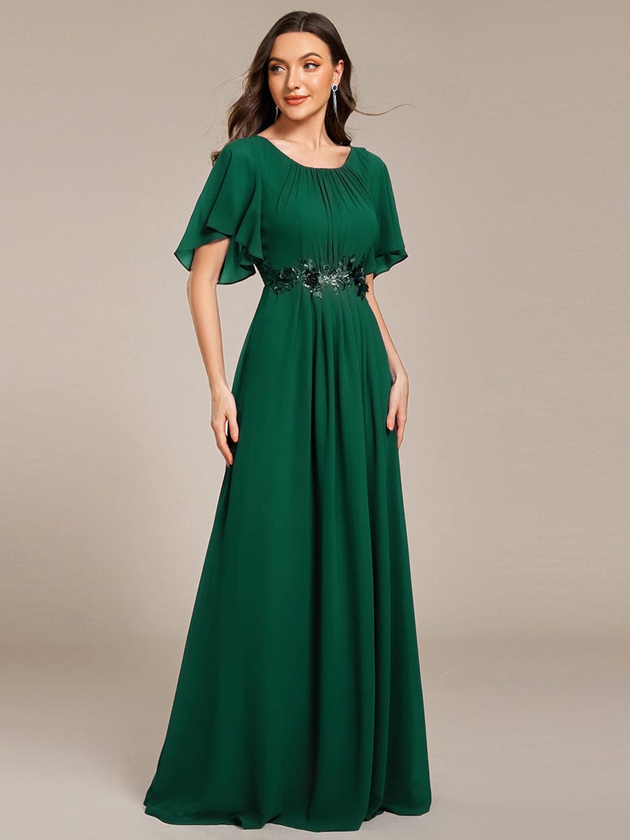 ever ASPYN|Pleated Applique Maxi Bridesmaid Dress
