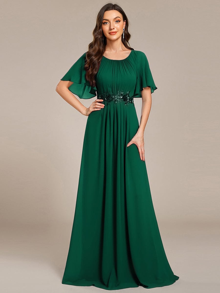 ever ASPYN|Pleated Applique Maxi Bridesmaid Dress