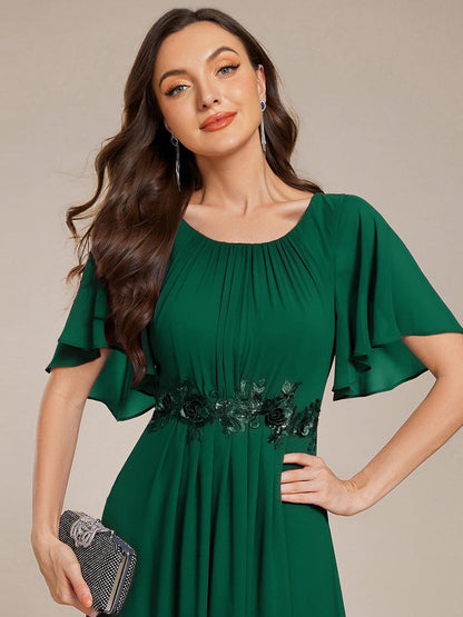 ever ASPYN|Pleated Applique Maxi Bridesmaid Dress