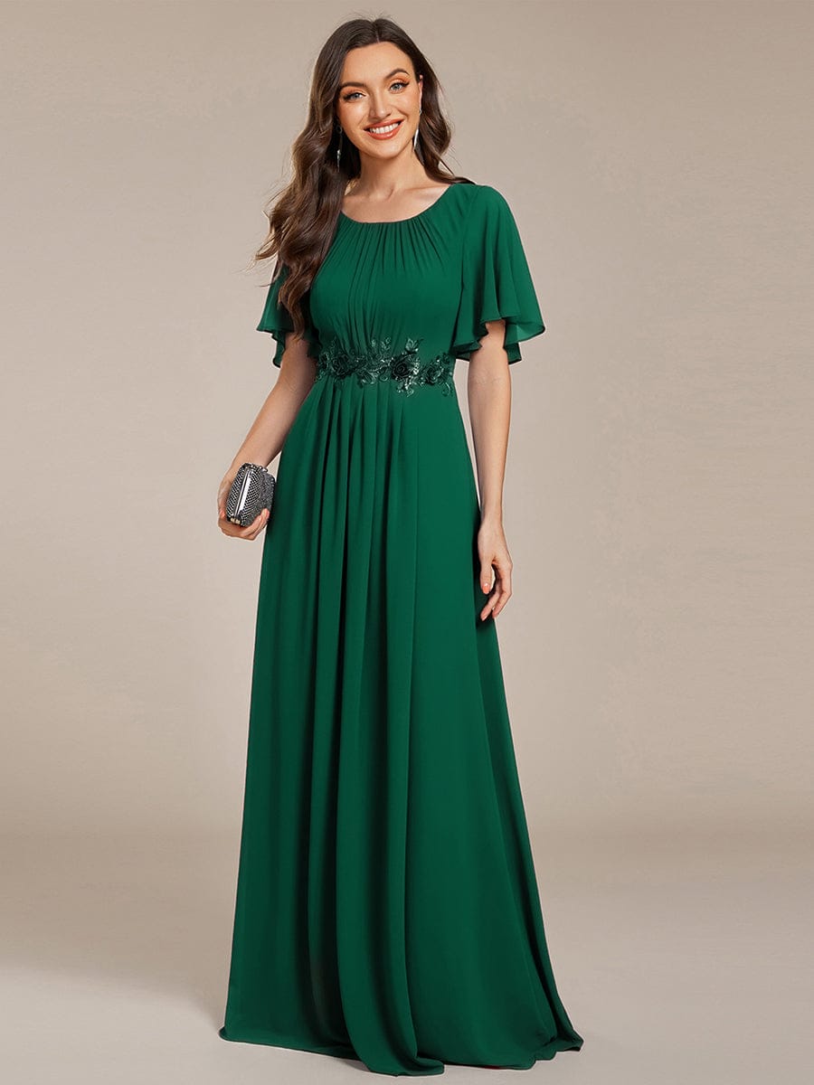 ever ASPYN|Pleated Applique Maxi Bridesmaid Dress