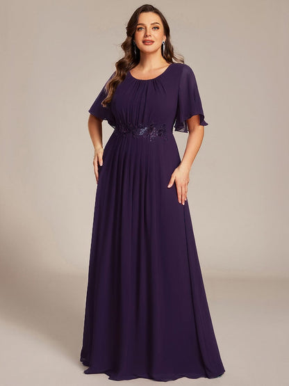 pretty ASPYN|Plus Size Pleated Waist Applique Maxi Bridesmaid Dress