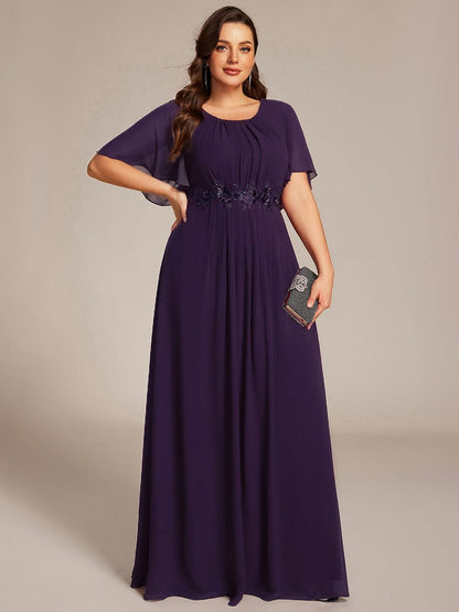 pretty ASPYN|Plus Size Pleated Waist Applique Chiffon Maxi Formal Dress