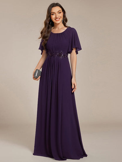 ever ASPYN|Pleated Applique Maxi Bridesmaid Dress