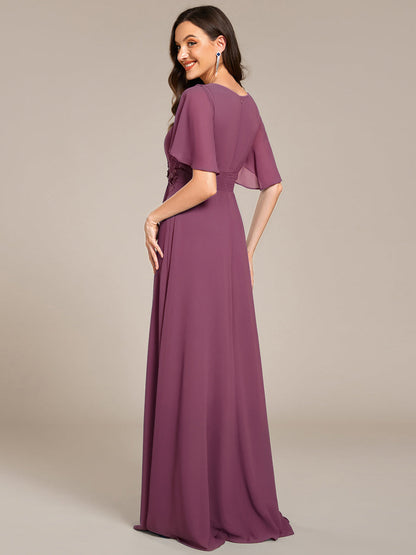 ever ASPYN|Pleated Applique Maxi Bridesmaid Dress