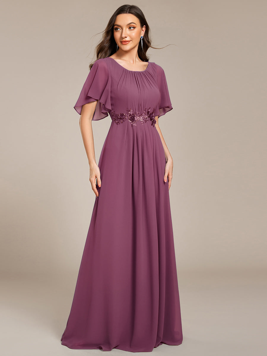 ever ASPYN|Pleated Applique Maxi Bridesmaid Dress