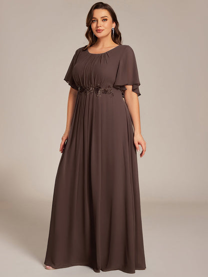 pretty ASPYN|Plus Size Pleated Waist Applique Maxi Bridesmaid Dress