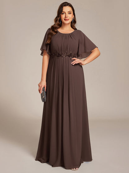 pretty ASPYN|Plus Size Pleated Waist Applique Chiffon Maxi Formal Dress