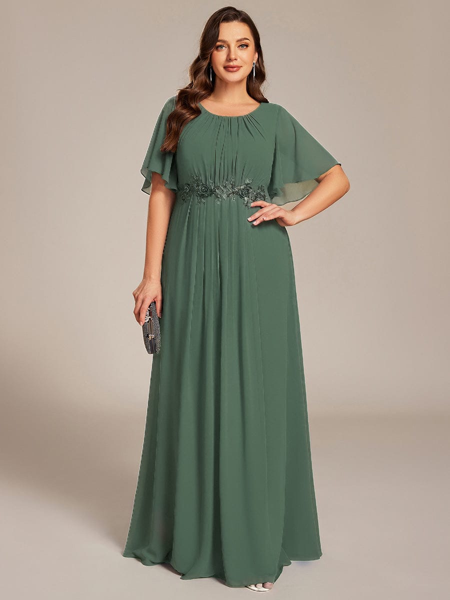 ever ASPYN|Pleated Applique Maxi Bridesmaid Dress