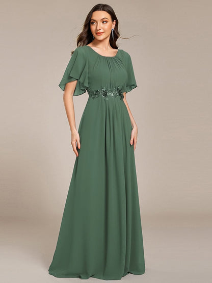 ever ASPYN|Pleated Applique Maxi Bridesmaid Dress