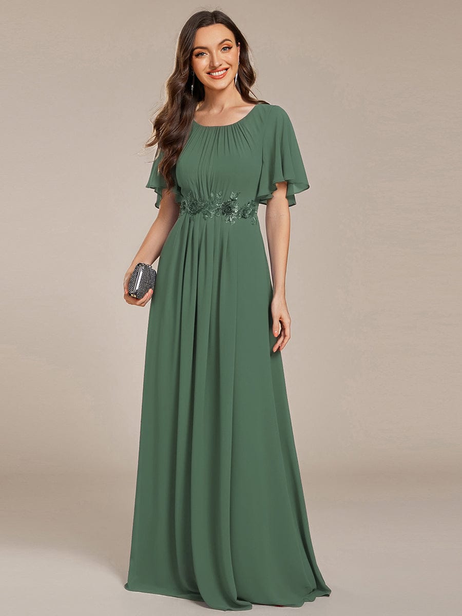 ever ASPYN|Pleated Applique Maxi Bridesmaid Dress