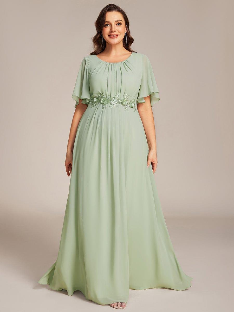 ever ASPYN|Pleated Applique Maxi Bridesmaid Dress