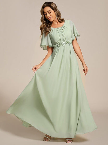 ever ASPYN|Pleated Applique Maxi Bridesmaid Dress