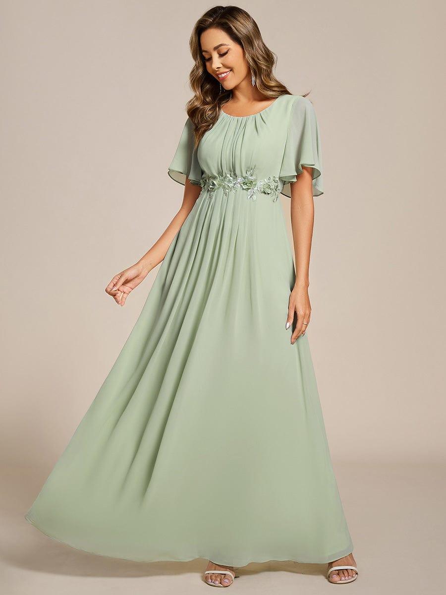 ever ASPYN|Pleated Applique Maxi Bridesmaid Dress