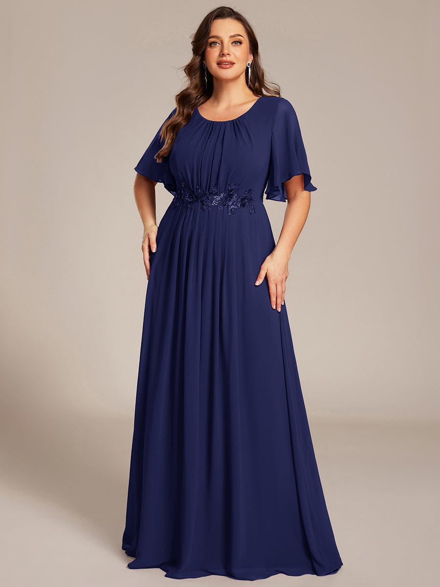 ever ASPYN|Pleated Applique Maxi Bridesmaid Dress