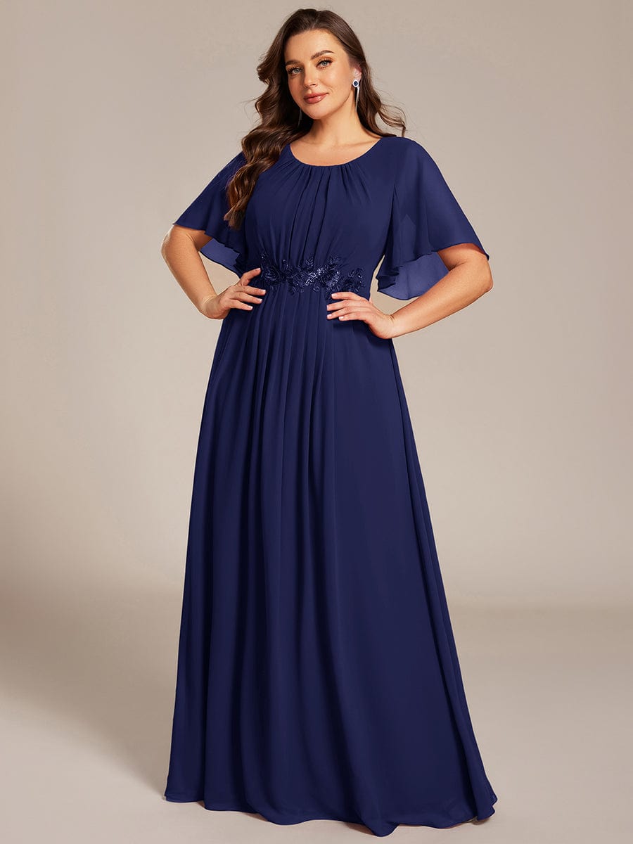 ever ASPYN|Pleated Applique Maxi Bridesmaid Dress