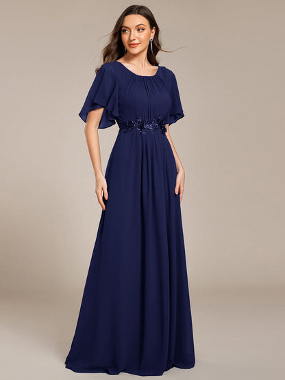 ever ASPYN|Pleated Applique Maxi Bridesmaid Dress