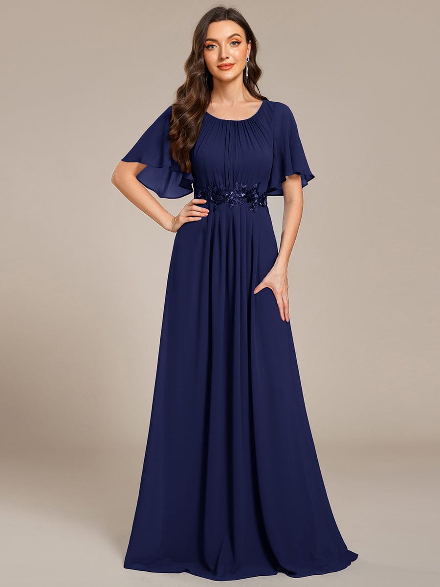 ever ASPYN|Pleated Applique Maxi Bridesmaid Dress