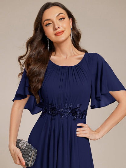 ever ASPYN|Pleated Applique Maxi Bridesmaid Dress