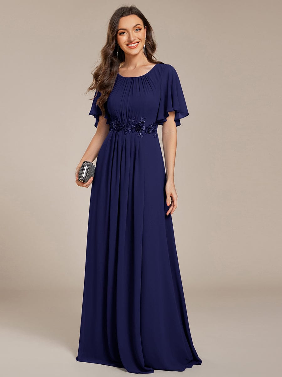 ever ASPYN|Pleated Applique Maxi Bridesmaid Dress