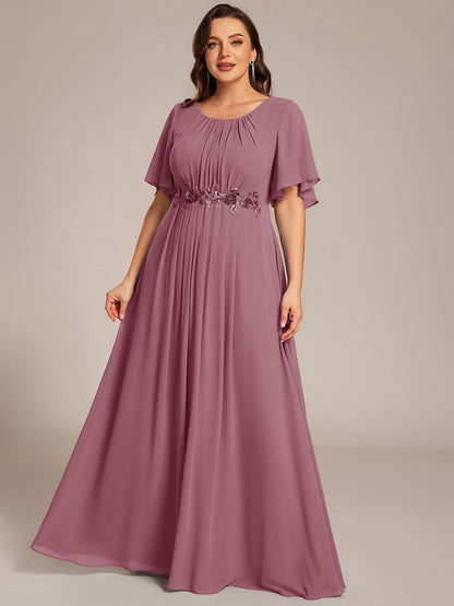 ever ASPYN|Pleated Applique Maxi Bridesmaid Dress