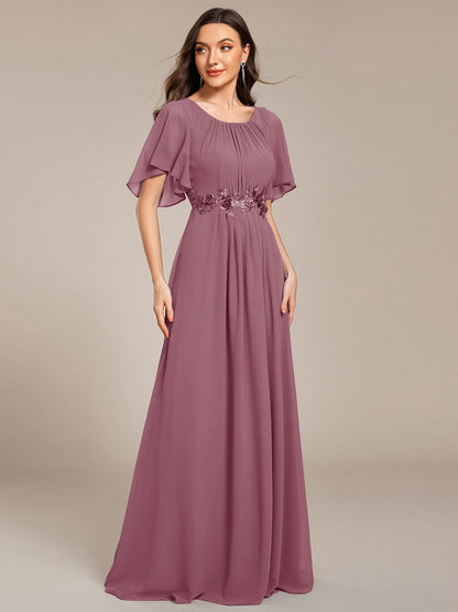 ever ASPYN|Pleated Applique Maxi Bridesmaid Dress
