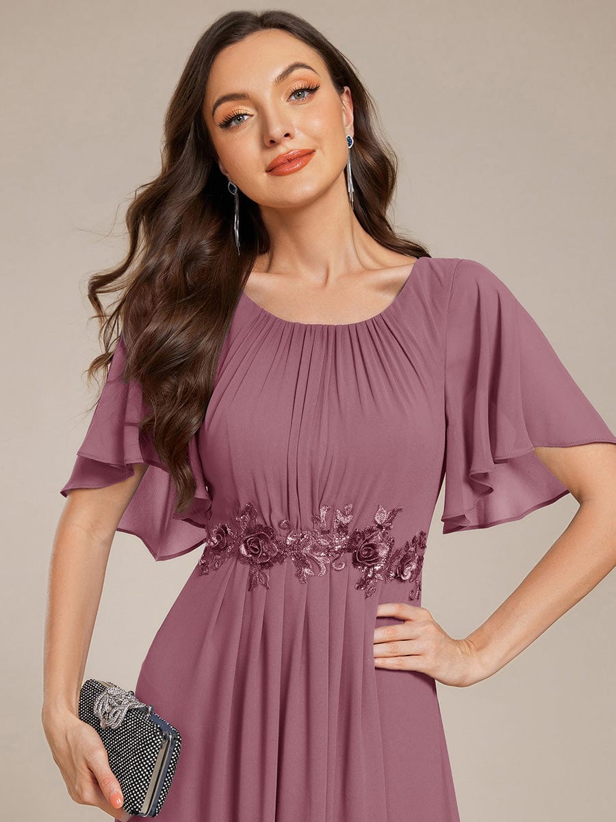 ever ASPYN|Pleated Applique Maxi Bridesmaid Dress