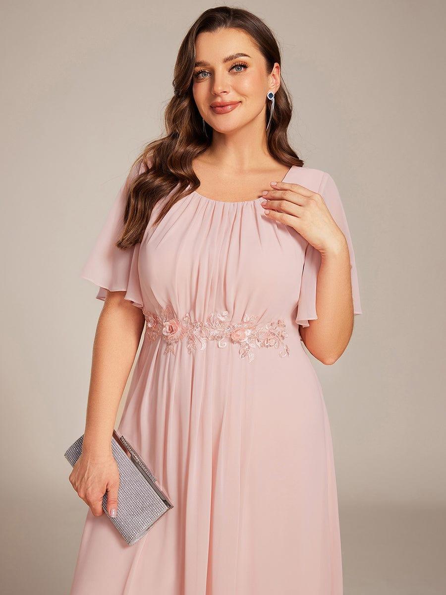 pretty ASPYN|Plus Size Pleated Waist Applique Chiffon Maxi Formal Dress