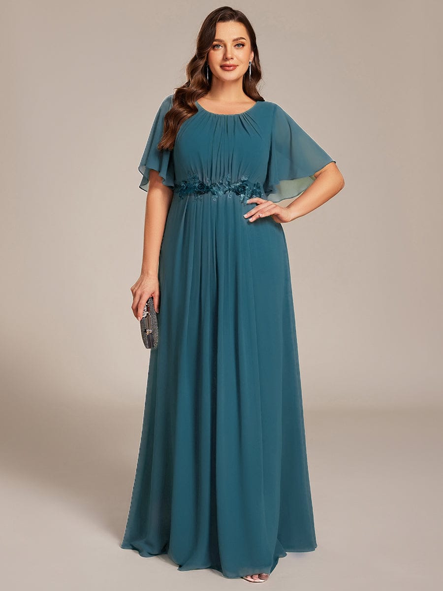 ever ASPYN|Pleated Applique Maxi Bridesmaid Dress