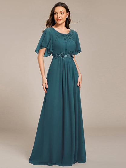 ever ASPYN|Pleated Applique Maxi Bridesmaid Dress