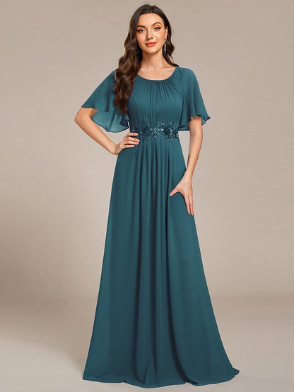 ever ASPYN|Pleated Applique Maxi Bridesmaid Dress